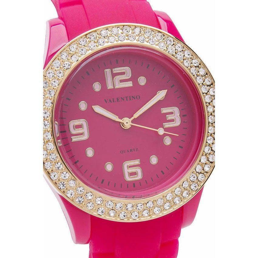 Valentino 20121779-PINK CASINO STONE CLASSIC RUBBER STRAP Watch for Women-Watch Portal Philippines