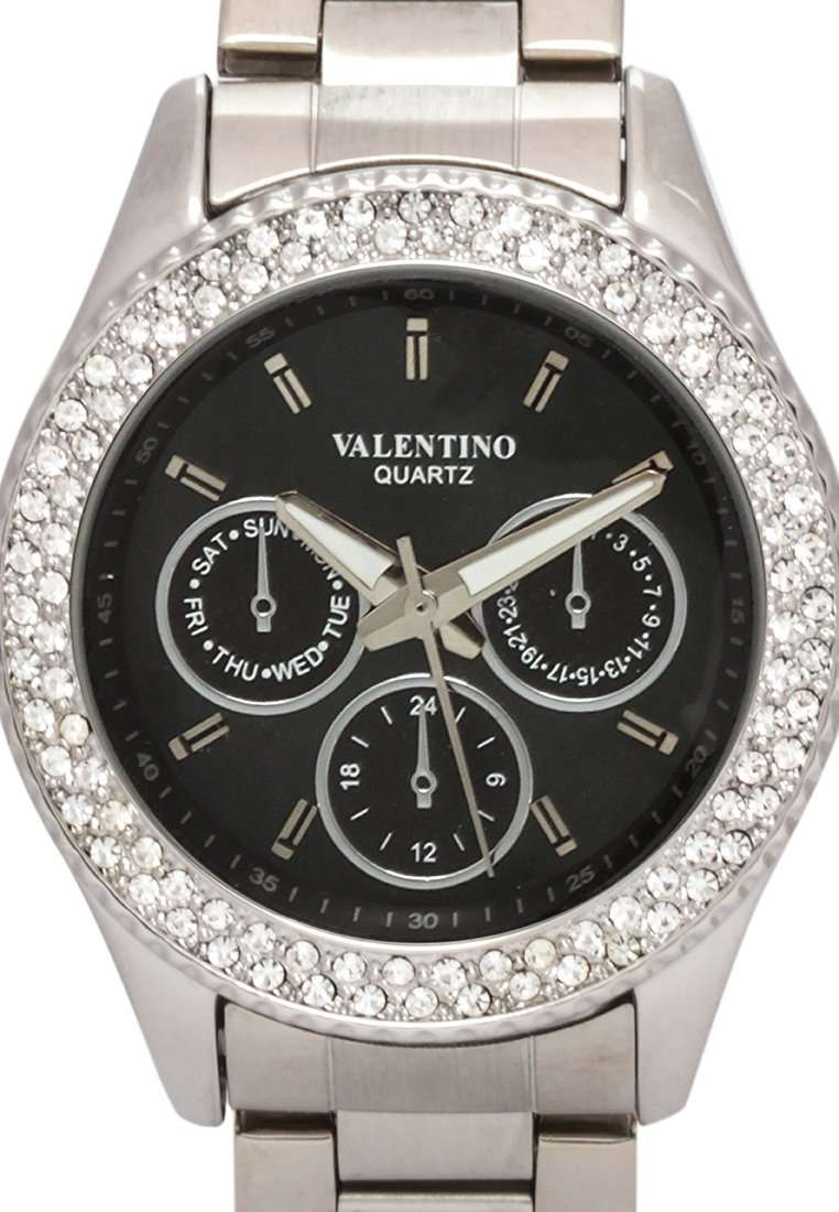 Valentino 20121789-BLACK DIAL Silver Stainless Watch for Women-Watch Portal Philippines