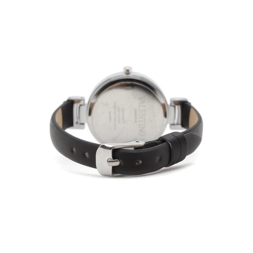 Valentino 20121847-SIL - BLACK DIAL LEATHER STRAP Watch for Women-Watch Portal Philippines
