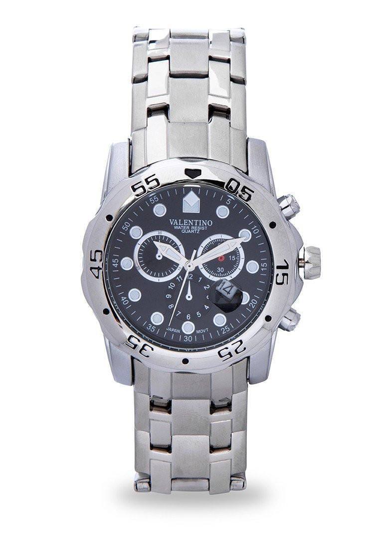 Valentino 20121884-WHITE - BLACK DIAL ORIENT CLSC WD IPS STYLE STAINLESS BAND STRAP Watch for Men-Watch Portal Philippines