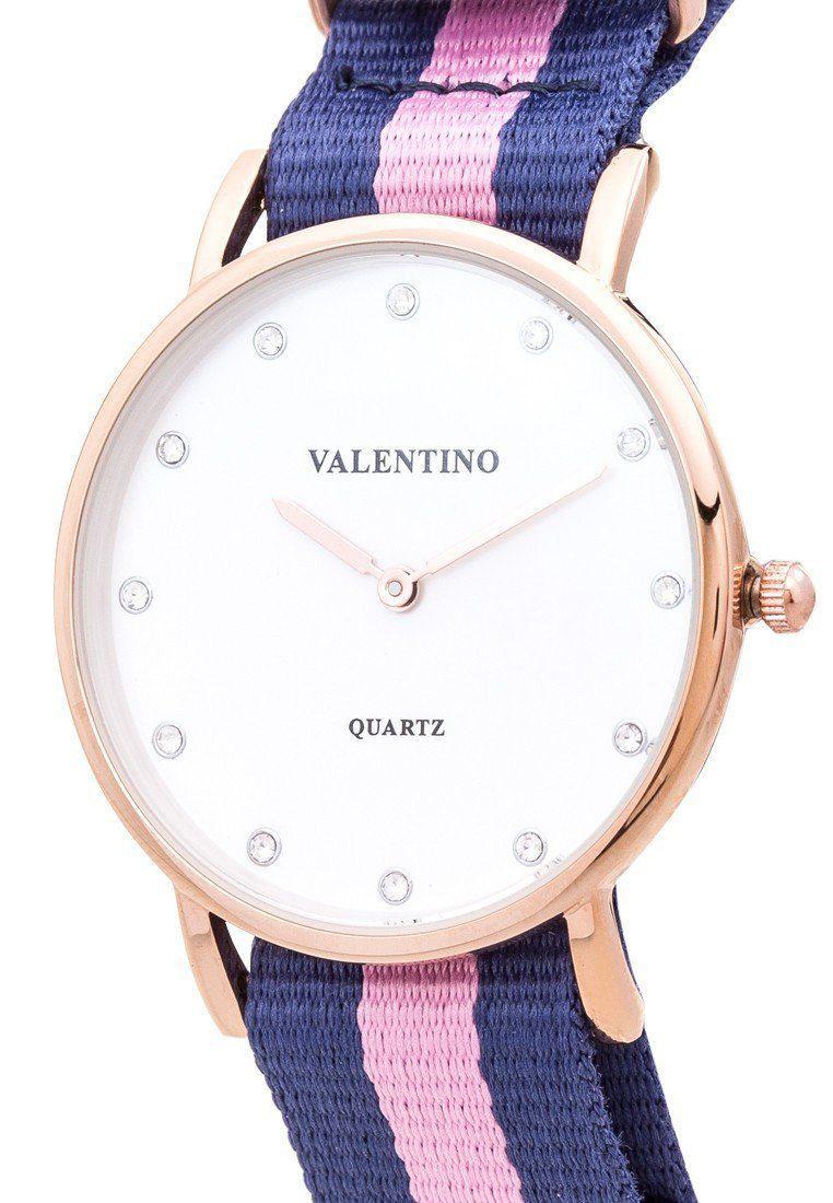 Valentino 20121902-Dblue Wht Pink - Stone D Wellington RG L Nylon Strap Watch For Women-Watch Portal Philippines