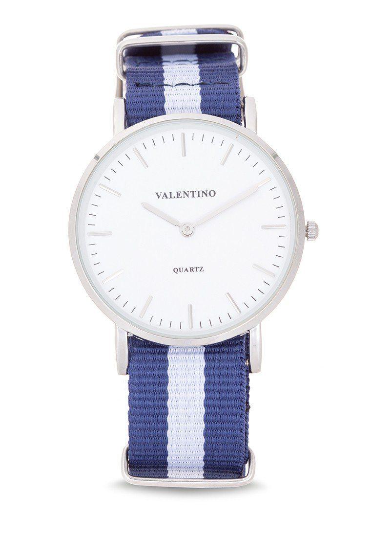 Valentino 20121903-DBlue Wht Nylon Strap Watch For Men-Watch Portal Philippines