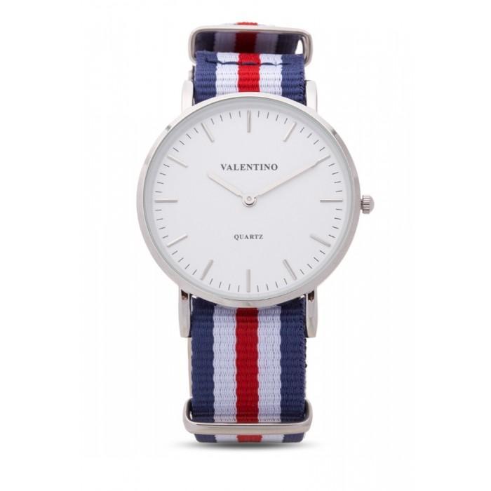 Valentino 20121903-Dblue Wht Red Nylon Strap Watch For Men-Watch Portal Philippines