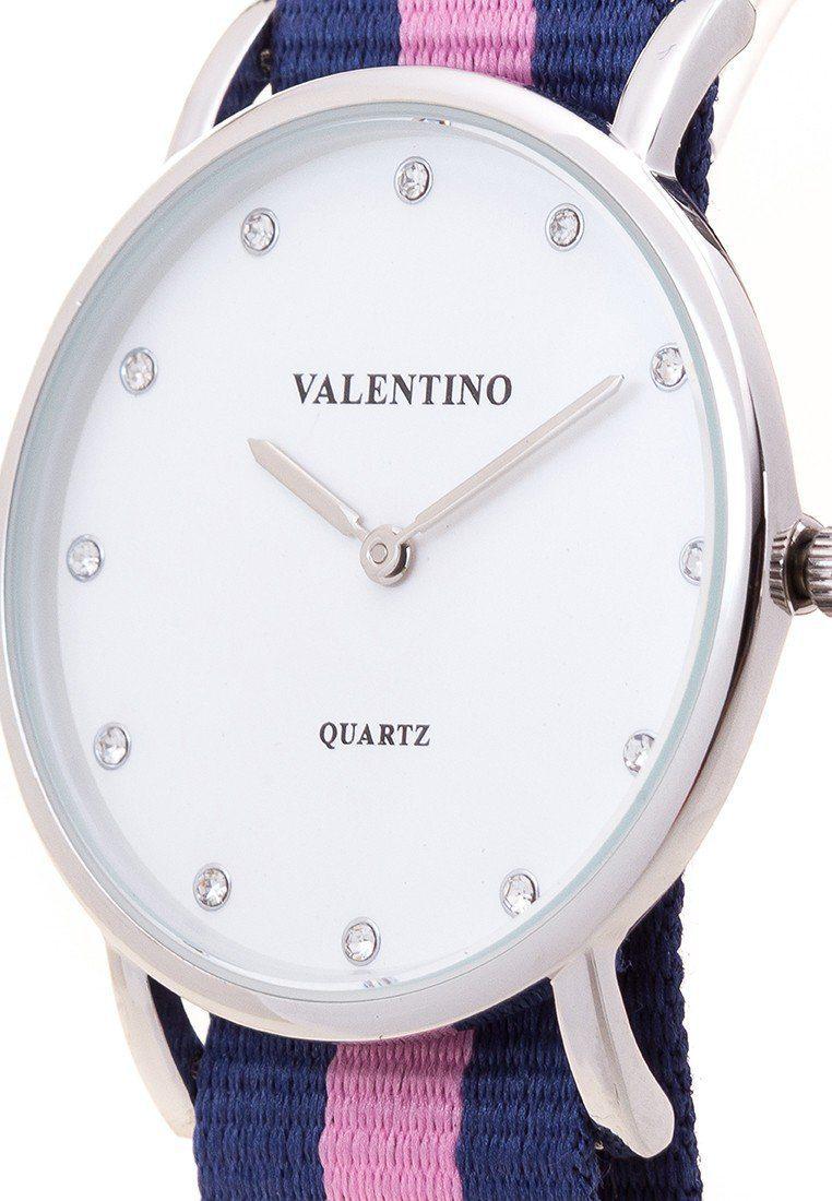 Valentino 20121904-Dblue Pink - Stone Nylon Strap Watch For Women-Watch Portal Philippines