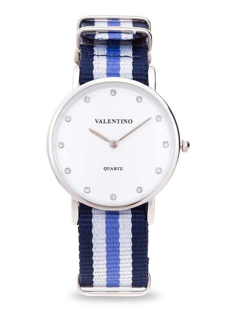 Valentino 20121904-DBLUE WHT BLUE - STONE NYLON STRAP Watch For Women-Watch Portal Philippines