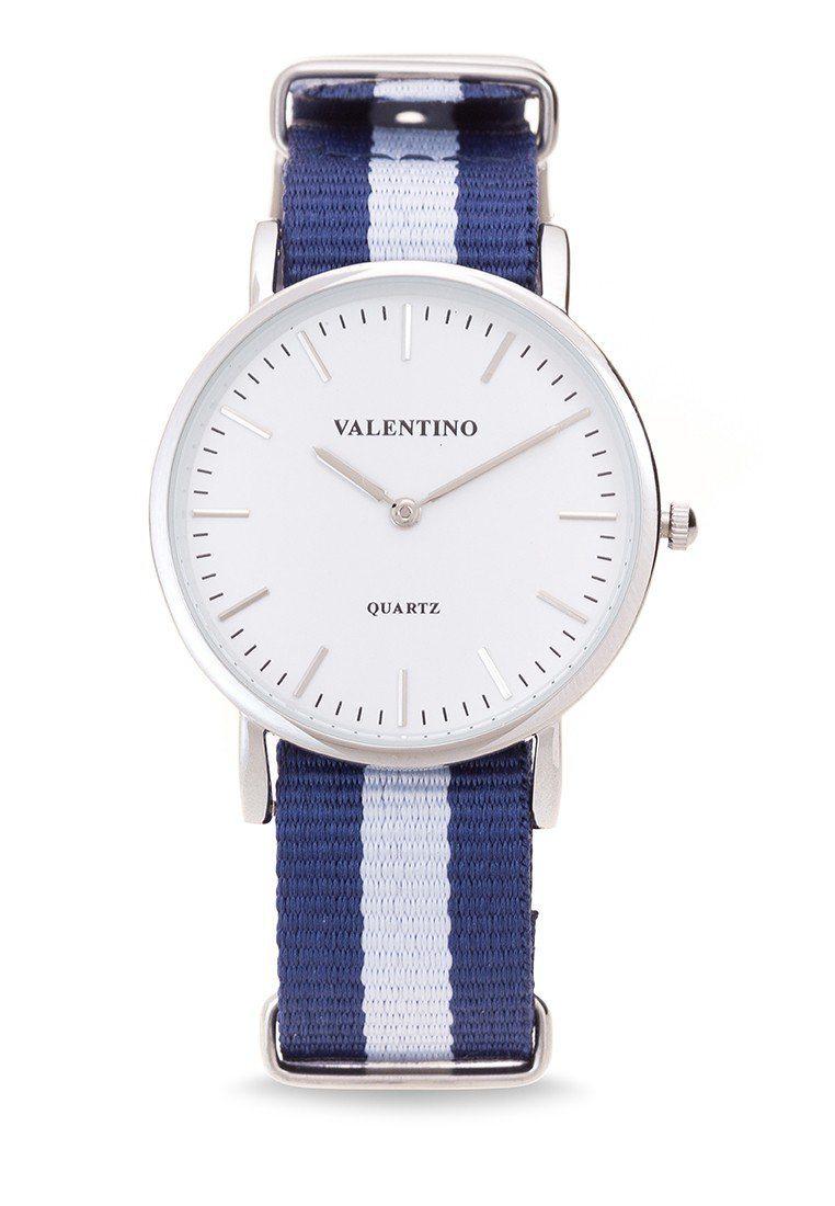 Valentino 20121904-Dblue Wht - Line Nylon Strap Watch For Women-Watch Portal Philippines