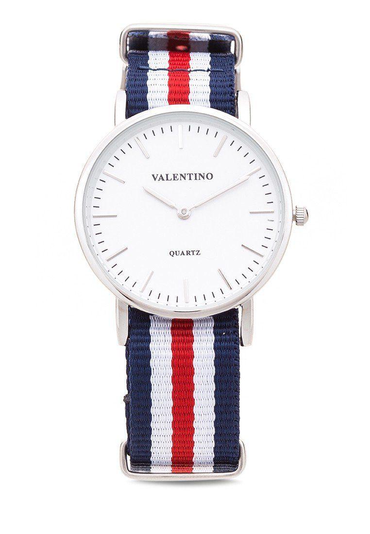 Valentino 20121904 DBLUE WHT RED LINE NYLON STRAP Watch