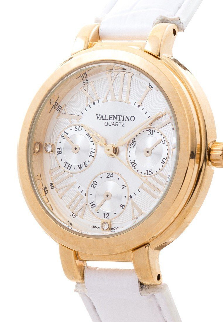Valentino 20121923-SILVER DIAL CLASSIC SHN LTHR IP GOLD LEATHER STRAP Watch For Women-Watch Portal Philippines