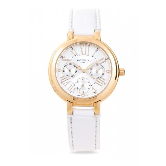 Valentino 20121923-SILVER DIAL CLASSIC SHN LTHR IP GOLD LEATHER STRAP Watch For Women-Watch Portal Philippines
