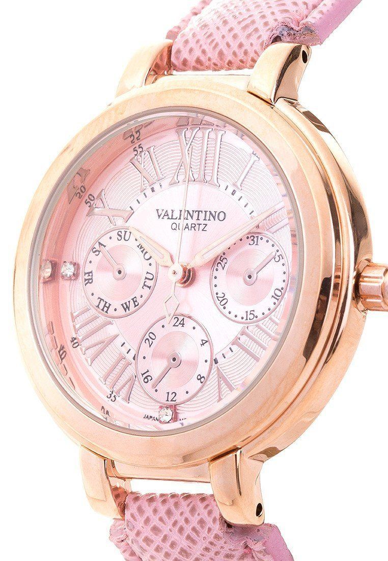 Valentino 20121924-PINK DIAL CLASSIC SHN LTHR IP ROSE LEATHER STRAP Watch For Women-Watch Portal Philippines
