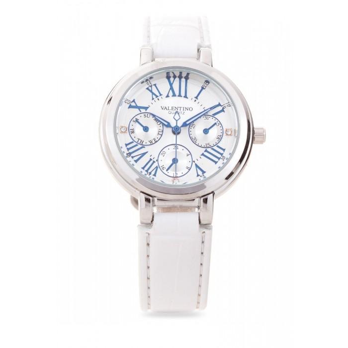 Valentino 20121925-SILVER DIAL CLASSIC SHN LTHR IP WHT LEATHER STRAP Watch For Women-Watch Portal Philippines