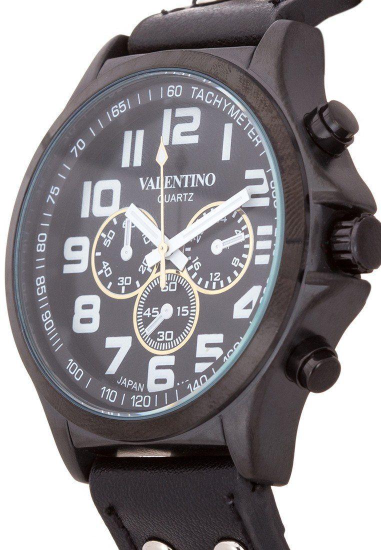 Valentino 20121929-BK CASE - BLK DIAL CLASSIC TW STL LTHR IPG&B LEATHER STRAP Watch For Men-Watch Portal Philippines