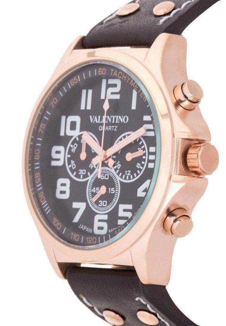 Valentino 20121930-BLACK DIAL CLASSIC TW STL LTHR IPR LEATHER STRAP Watch For Men-Watch Portal Philippines