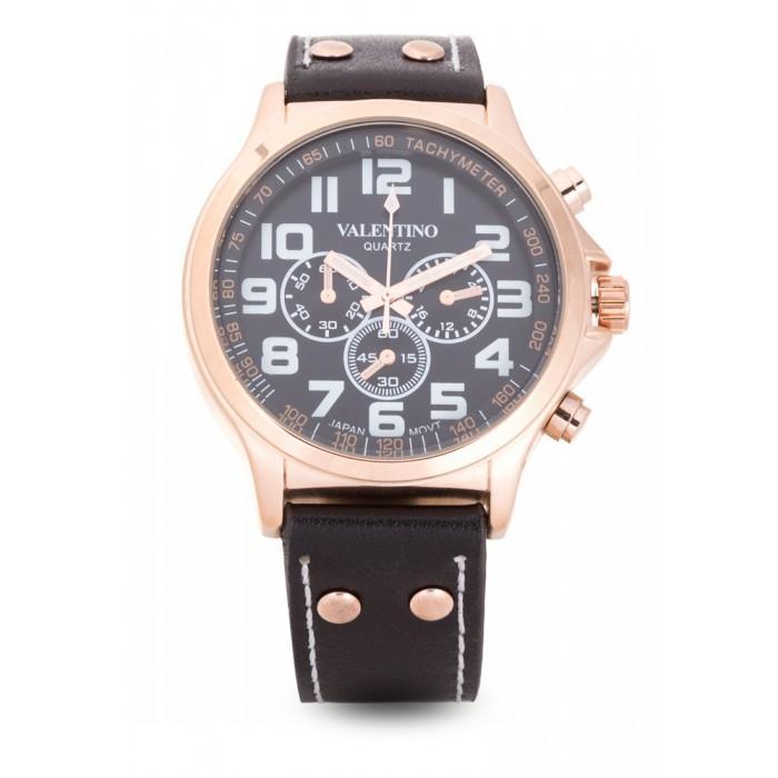 Valentino 20121930-BLACK DIAL CLASSIC TW STL LTHR IPR LEATHER STRAP Watch For Men-Watch Portal Philippines
