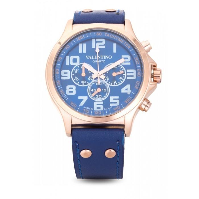 Valentino 20121930-BLUE DIAL CLASSIC TW STL LTHR IPR LEATHER STRAP Watch For Men-Watch Portal Philippines