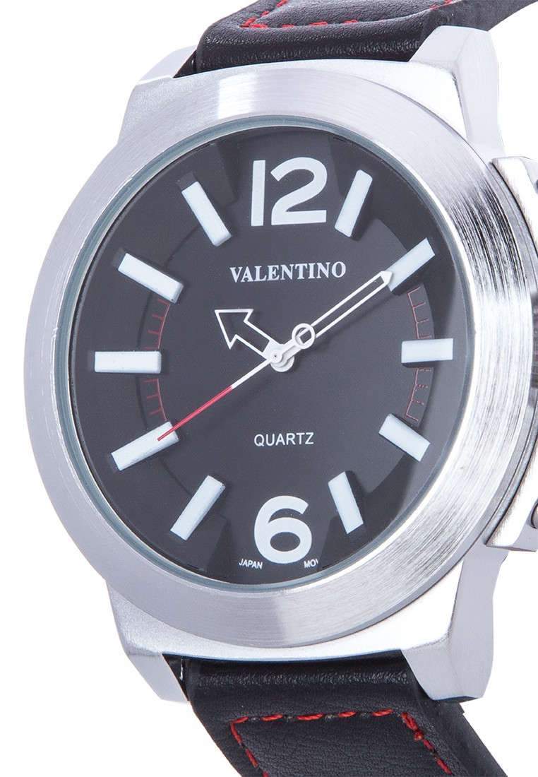 Valentino 20121947-WHITE INDEX BLACK LEATHER STRAP Watch For Men-Watch Portal Philippines