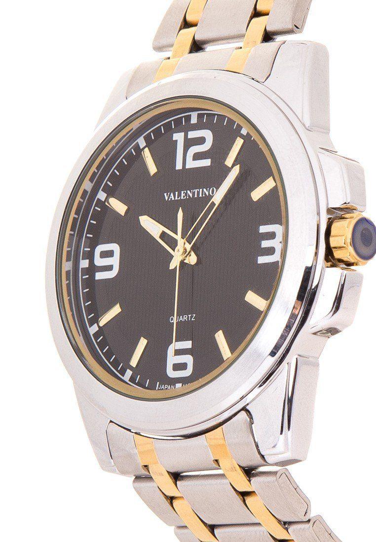 Valentino 20121952-TWO TONE - BLACK DIAL STAINLESS BAND Watch For Men-Watch Portal Philippines