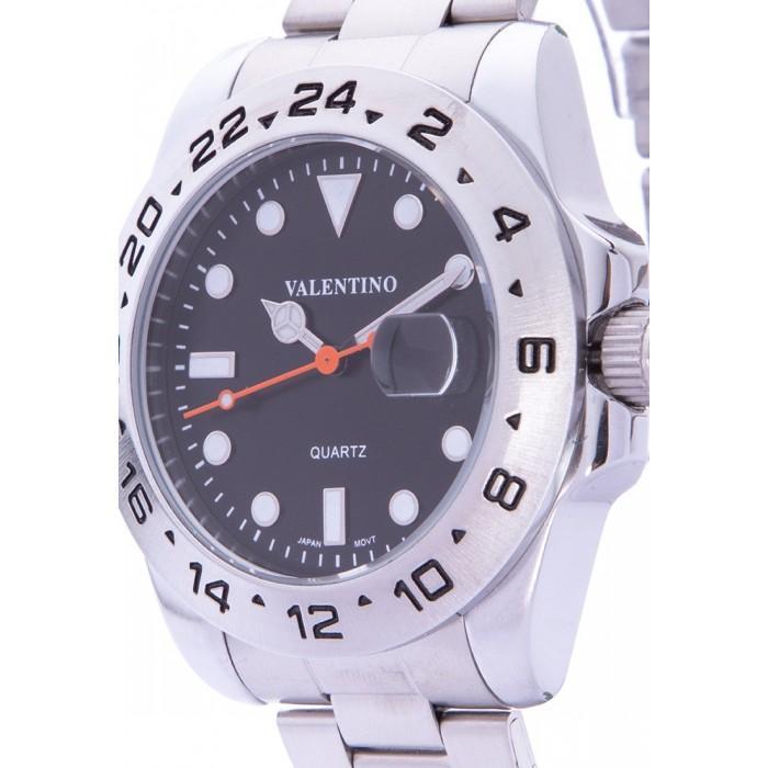 Valentino 20122020-BLACK DIAL SILVER STAINLESS STEEL STRAP Watch for Men-Watch Portal Philippines