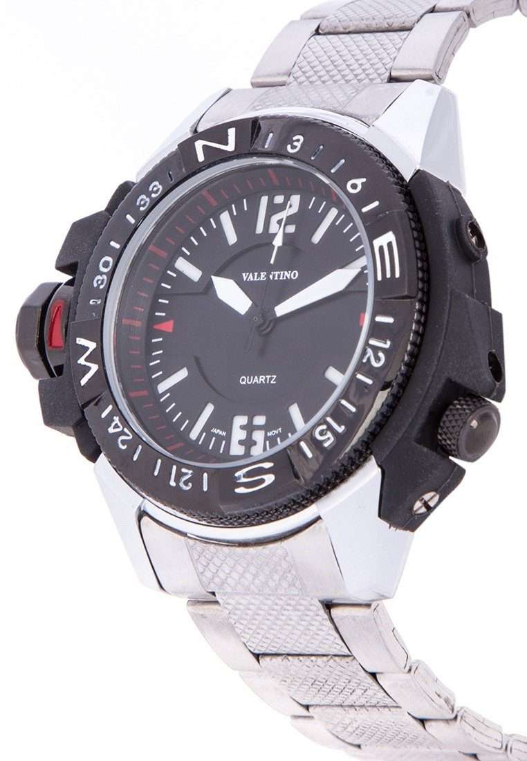 Valentino 20122083-BLK VESSEL - BLK DIAL SILVER STAINLESS STEEL STRAP Watch for Men-Watch Portal Philippines