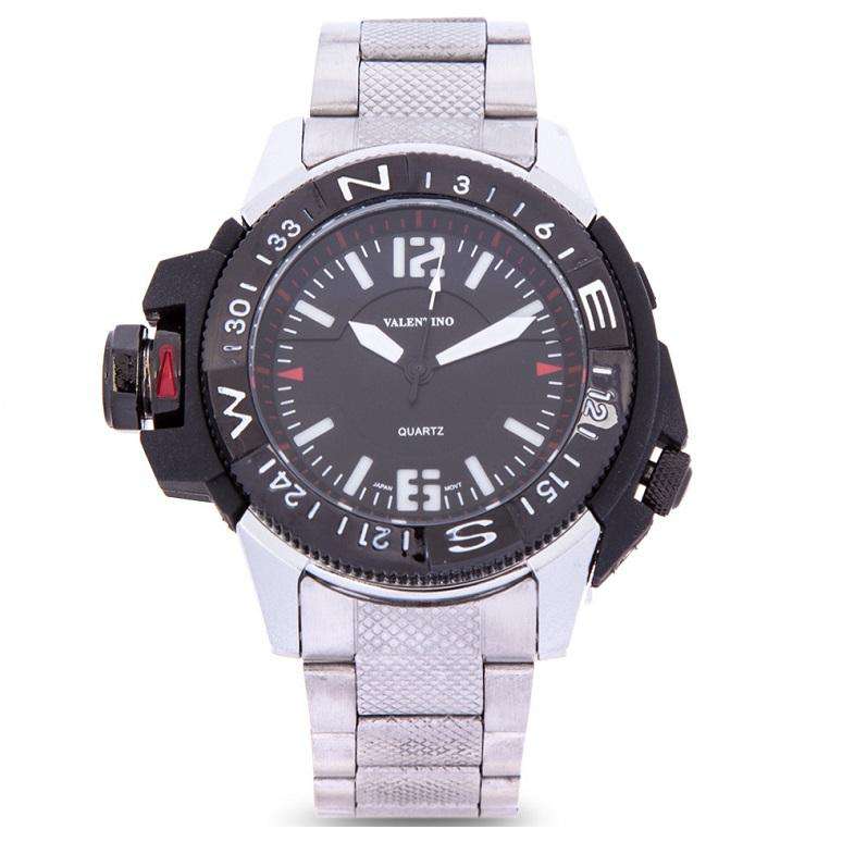Valentino 20122083-BLK VESSEL - BLK DIAL SILVER STAINLESS STEEL STRAP Watch for Men-Watch Portal Philippines