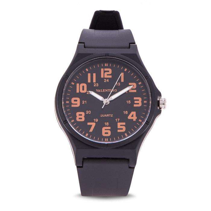 Valentino 20122084-ORANGE NUMBER BLACK RUBBER STRAP Watch for Men and Women-Watch Portal Philippines