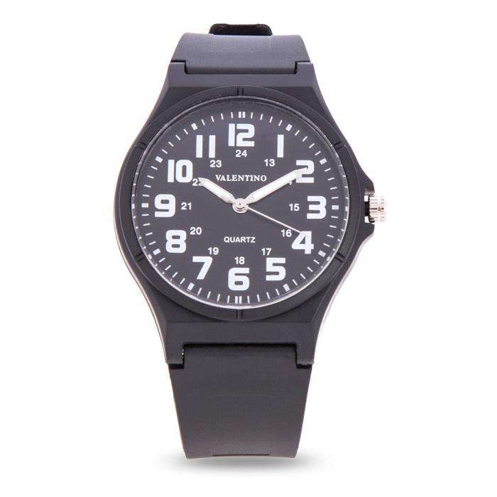 Valentino 20122084-WHITE NUMBER BLACK RUBBER STRAP Watch for Men and Women-Watch Portal Philippines