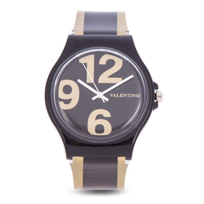 Valentino 20122091-GOLD BLACK GOLD BLACK PLASTIC STRAP Watch for Men and Women-Watch Portal Philippines