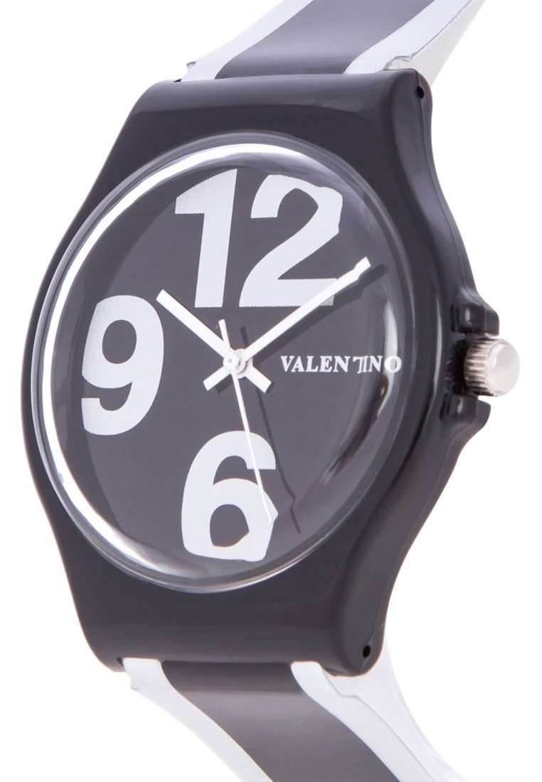 Valentino 20122091-SILVER BLACK SILVER BLACK PLASTIC STRAP Watch for Men and Women-Watch Portal Philippines