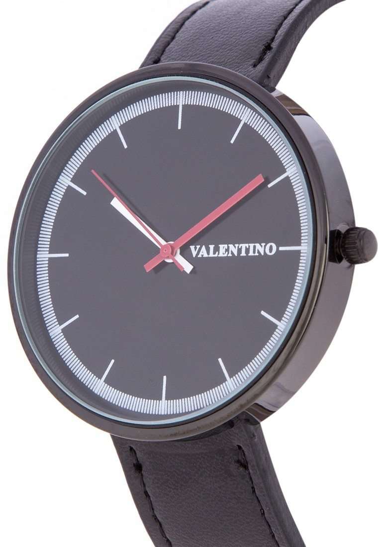 Valentino 20122095-BLK - BLACK DIAL BLACK LEATHER STRAP Watch for Men and Women-Watch Portal Philippines