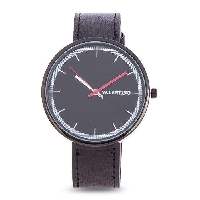 Valentino 20122095-BLK - BLACK DIAL BLACK LEATHER STRAP Watch for Men and Women-Watch Portal Philippines