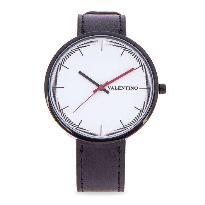 Valentino 20122095-BLK - WHITE DIAL BLACK LEATHER STRAP Watch for Men and Women-Watch Portal Philippines