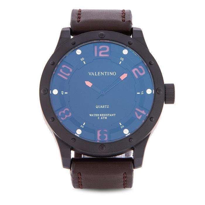 Valentino 20122121-BLK CASE - ORANGE NUMBER Brown Leather Strap Watch for Men-Watch Portal Philippines