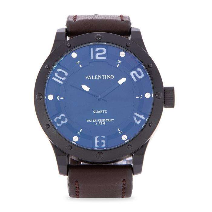 Valentino 20122121-BLK CASE - WHITE NUMBER Brown Leather Strap Watch for Men-Watch Portal Philippines