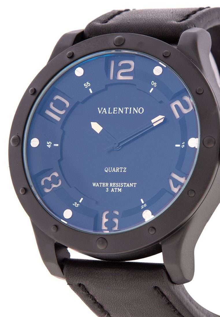 Valentino 20122121-BLK CASE - YELLOW NUMBER Black Leather Strap Watch for Men-Watch Portal Philippines