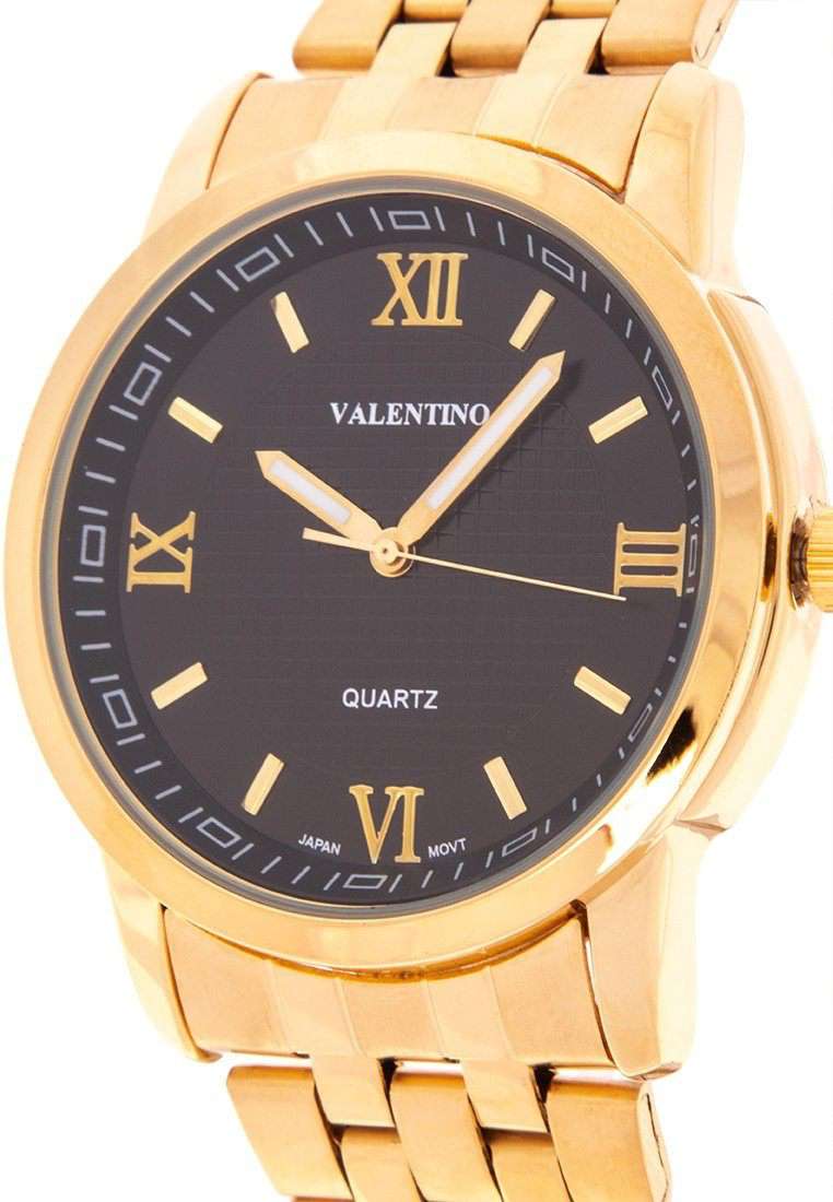 Valentino 20122122-BLACK DIAL Gold Stainless Steel Band Watch for Men-Watch Portal Philippines