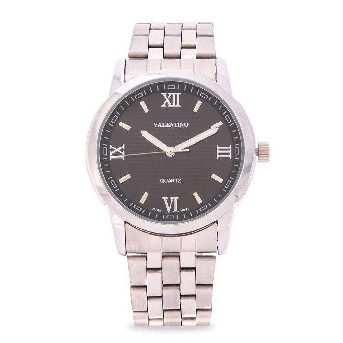 Valentino 20122123-BLACK DIAL Silver Stainless Steel Band Watch for Men-Watch Portal Philippines