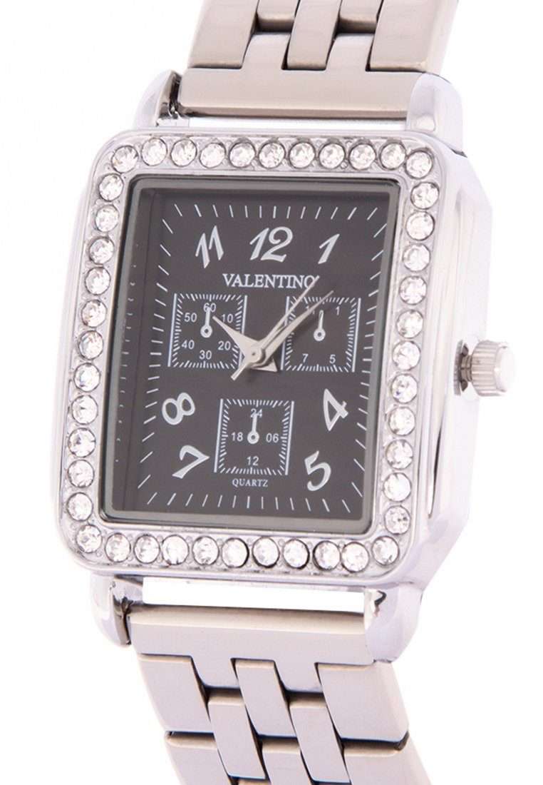 Valentino 20122128-BLACK DIAL Silver Stainless Steel Band Watch for Women-Watch Portal Philippines