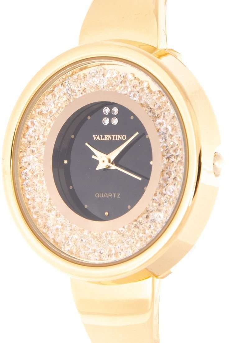 Valentino 20122148-BLACK DIAL Gold Fashion Metal Band Watch for Women-Watch Portal Philippines