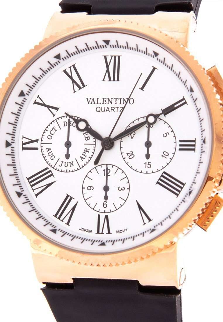 Valentino 20122152-WHITE DIAL Black Leather Strap Watch for Men-Watch Portal Philippines