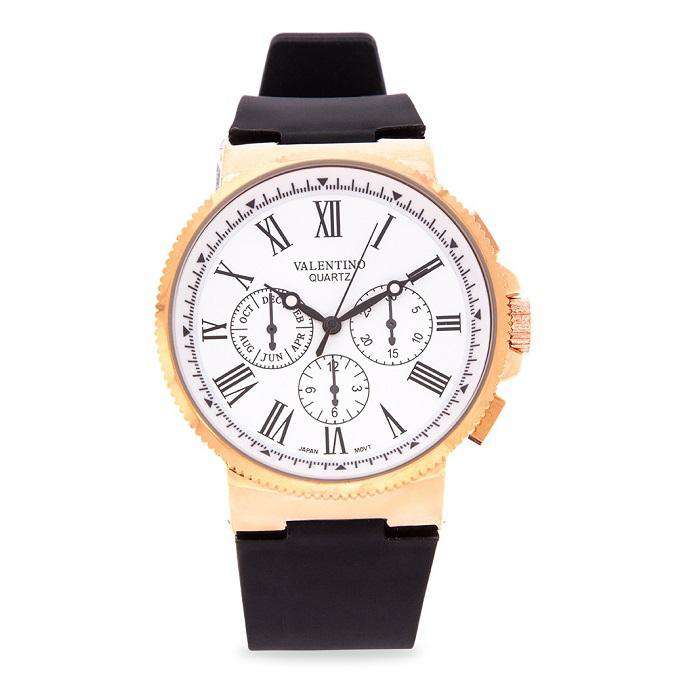 Valentino 20122152-WHITE DIAL Black Leather Strap Watch for Men-Watch Portal Philippines