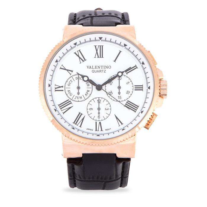 Valentino 20122153-WHITE DIAL Black Leather Strap Watch for Men-Watch Portal Philippines