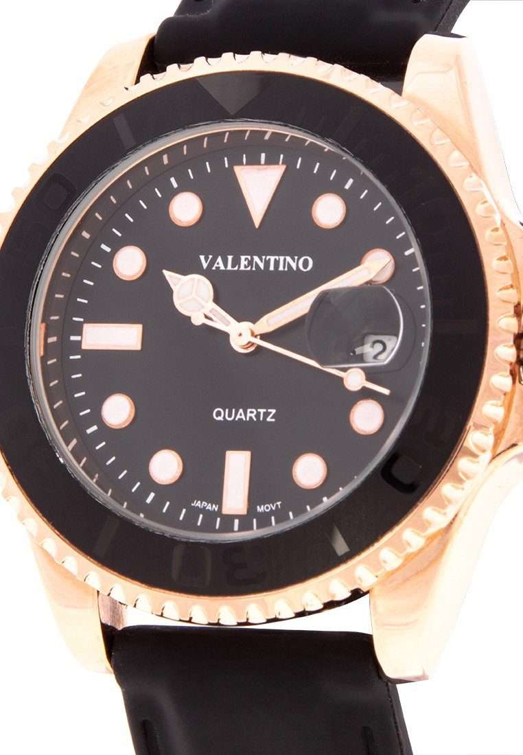 Valentino 20122159-ROSE GOLD CASE Black Rubber Strap Men's Watch-Watch Portal Philippines