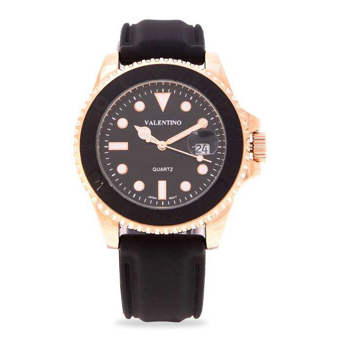 Valentino 20122159-ROSE GOLD CASE Black Rubber Strap Men's Watch-Watch Portal Philippines