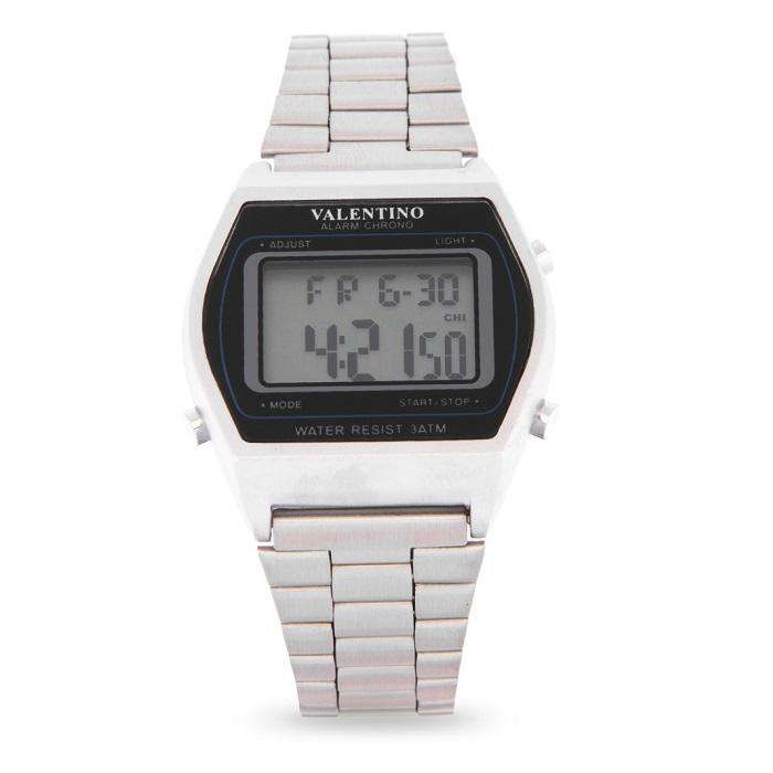Valentino 20122171-BLACK SCREEN Silver Stainless Steel Band Watch for Men and Women-Watch Portal Philippines