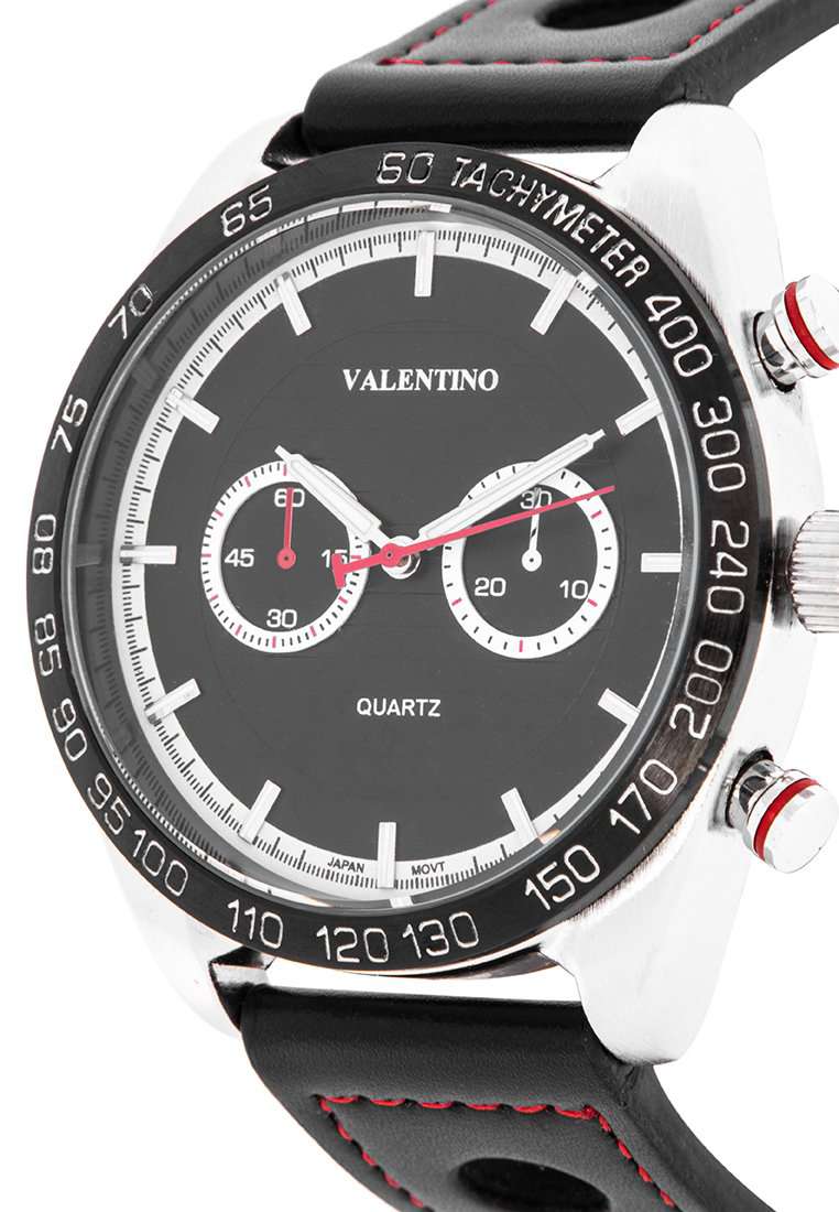 Valentino 20122190-BLACK RING Leather Strap Watch for Men-Watch Portal Philippines