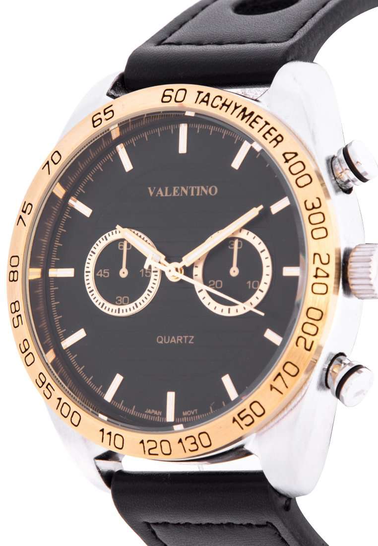 Valentino 20122190-GOLD RING Leather Strap Watch for Men-Watch Portal Philippines