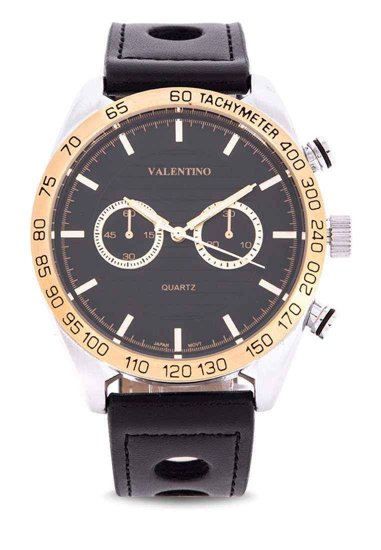 Valentino 20122190-GOLD RING Leather Strap Watch for Men-Watch Portal Philippines