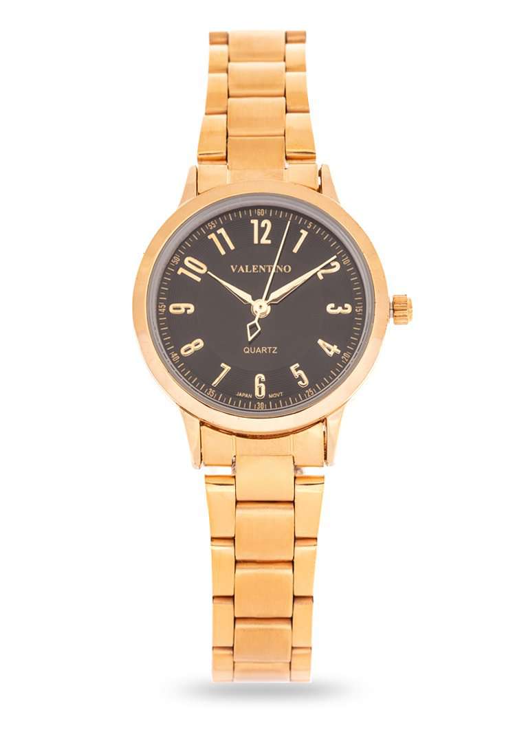 Valentino 20122197-BLACK DIAL Gold Strap Watch for Men and Women-Watch Portal Philippines