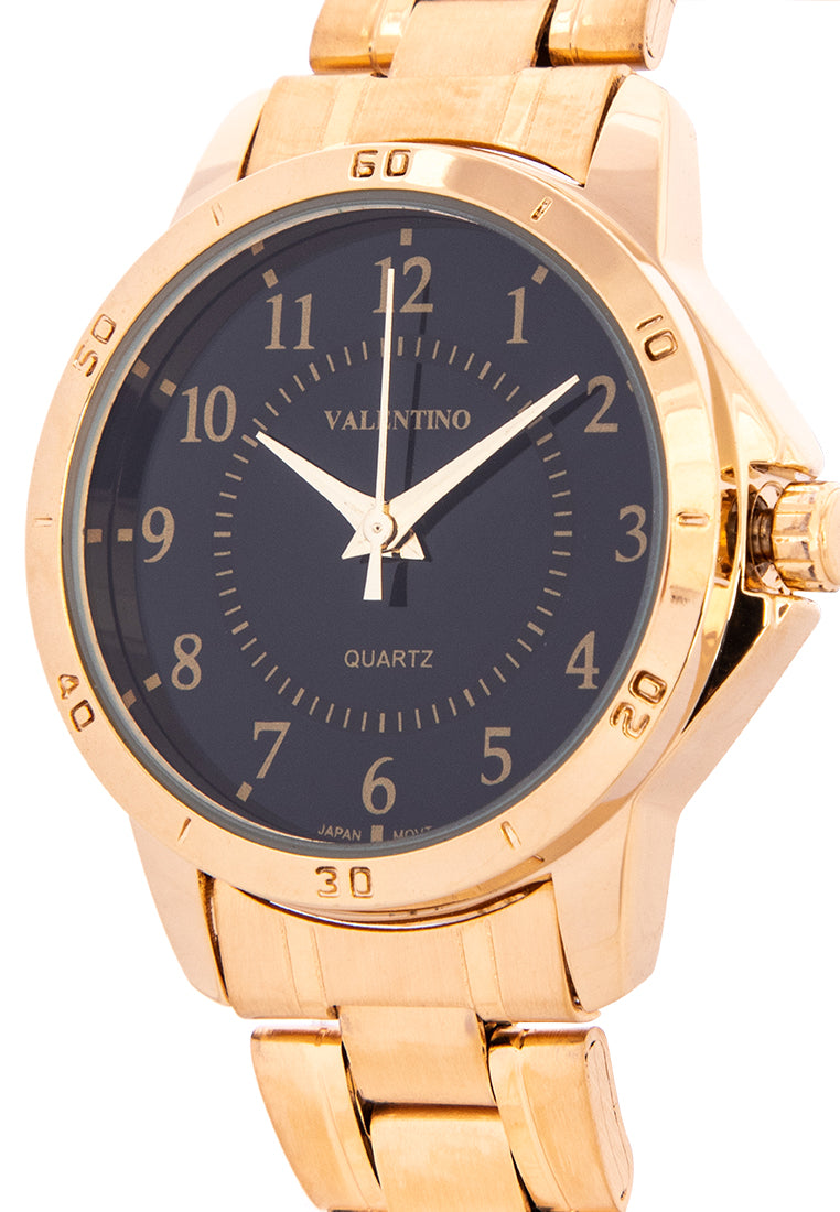 Valentino 20122201-GOLD - BLACK DIAL Analog Stainless Band Watch for Women-Watch Portal Philippines
