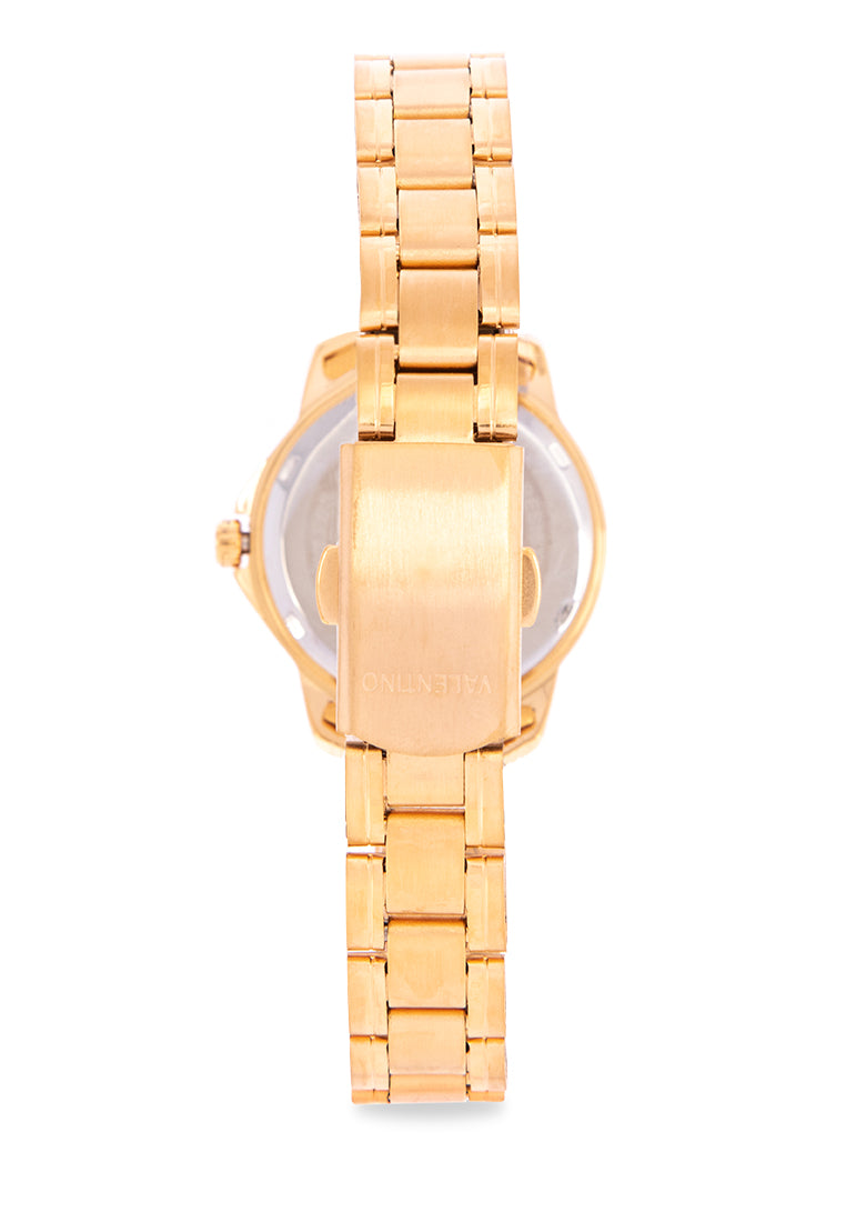 Valentino 20122201-GOLD - BLACK DIAL Analog Stainless Band Watch for Women-Watch Portal Philippines